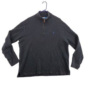 POLO Sweater Men's Long Sleeve Quarter Zipper High Neck Pullover Black XL